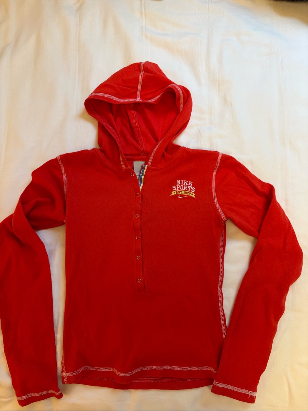 Vintage Y2K Nike Red Women's Hooded Snap-Front top